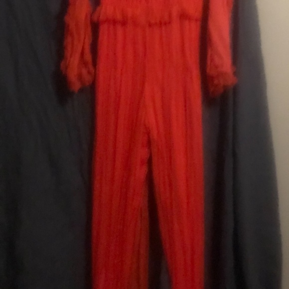 Red Anthropologie jumpsuit - Picture 3 of 4